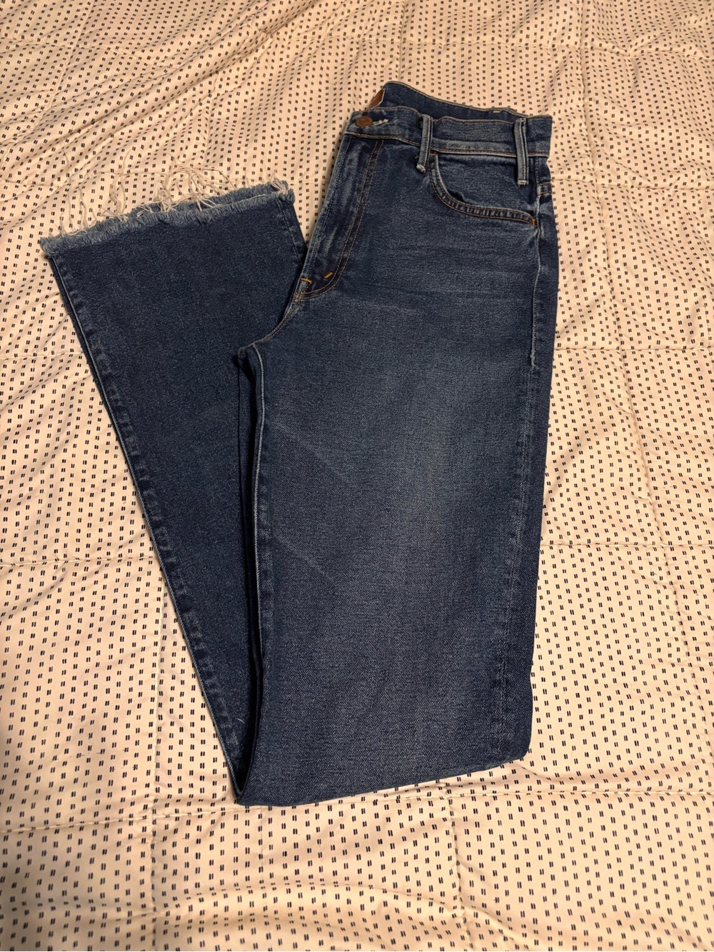 Mother High-Rise Dark Blue Women's Jeans - Hustler fray 29